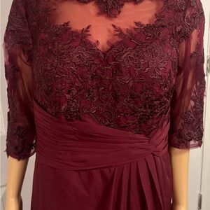 Elegant Lace Burgundy Dress